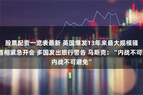 股票配资一览表最新 英国爆发13年来最大规模骚乱！首相紧急开会 多国发出旅行警告 马斯克：“内战不可避免”